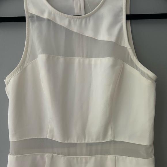 White Mustard Seed Asymmetrical Mesh Cutout Dress - Picture 2 of 3